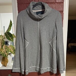 Maeve Anthropologie Black and White Striped Turtleneck Sweater Medium